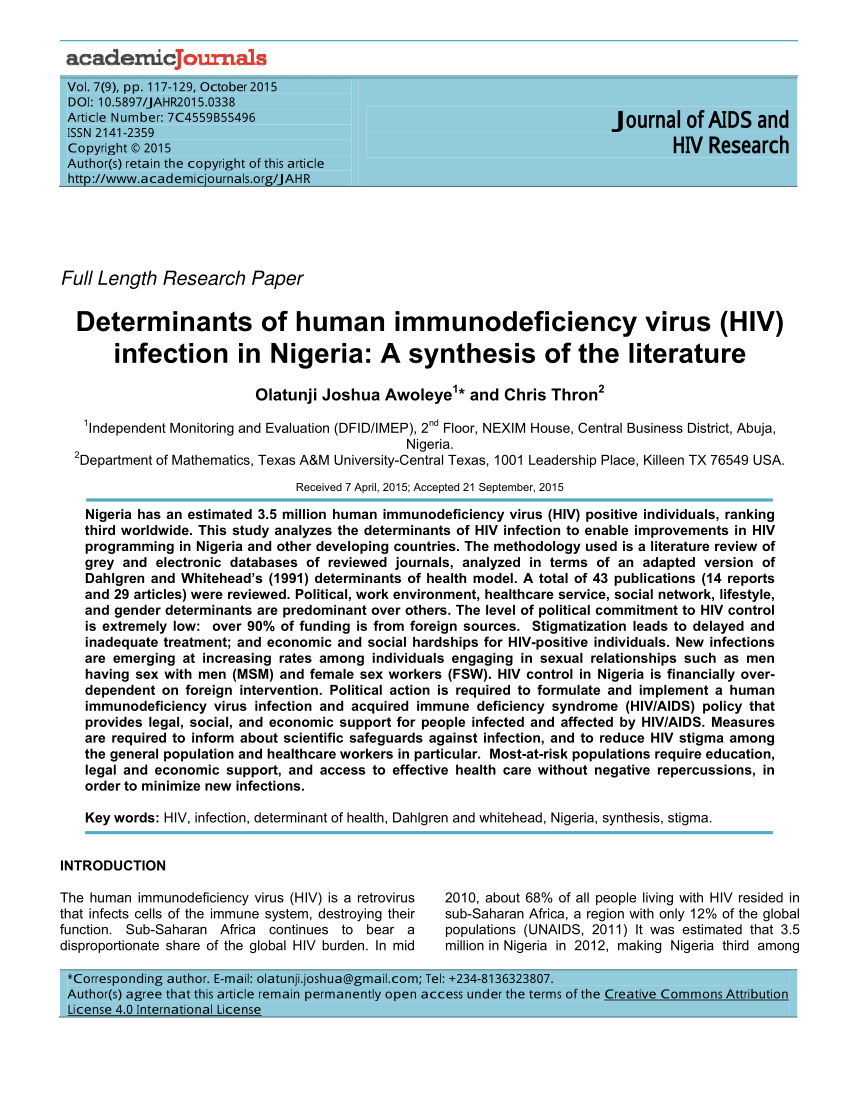 hiv/aids research paper pdf