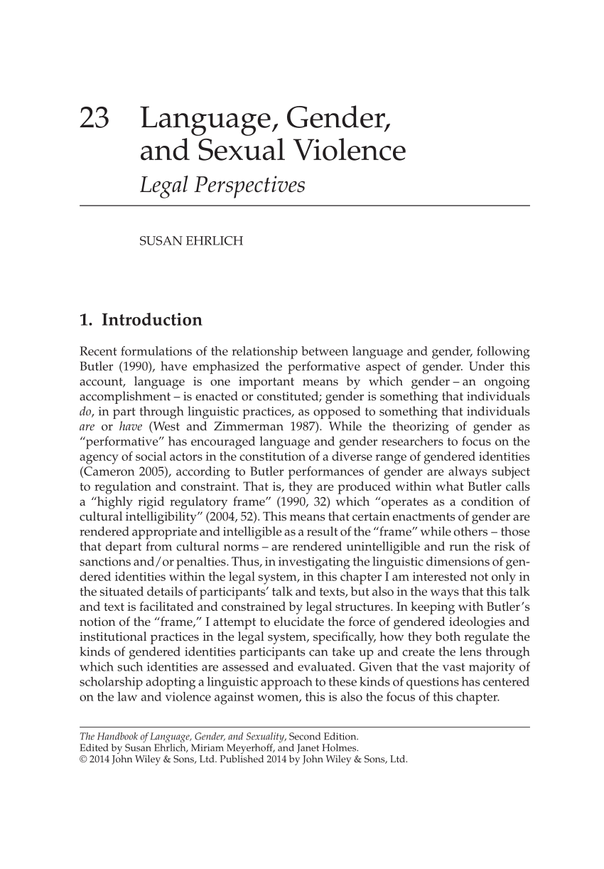 Pdf Language Gender And Sexual Violence Legal Perspectives