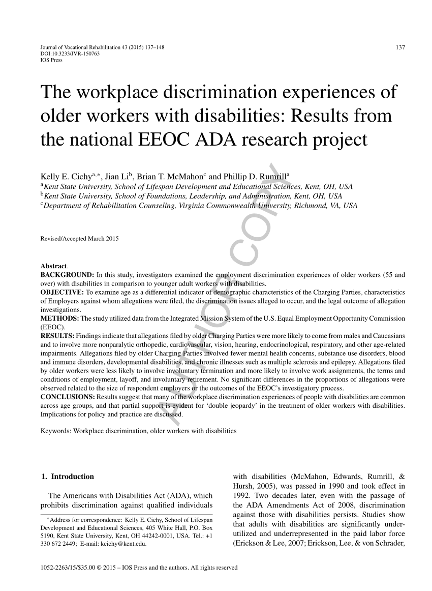 research paper on disability discrimination