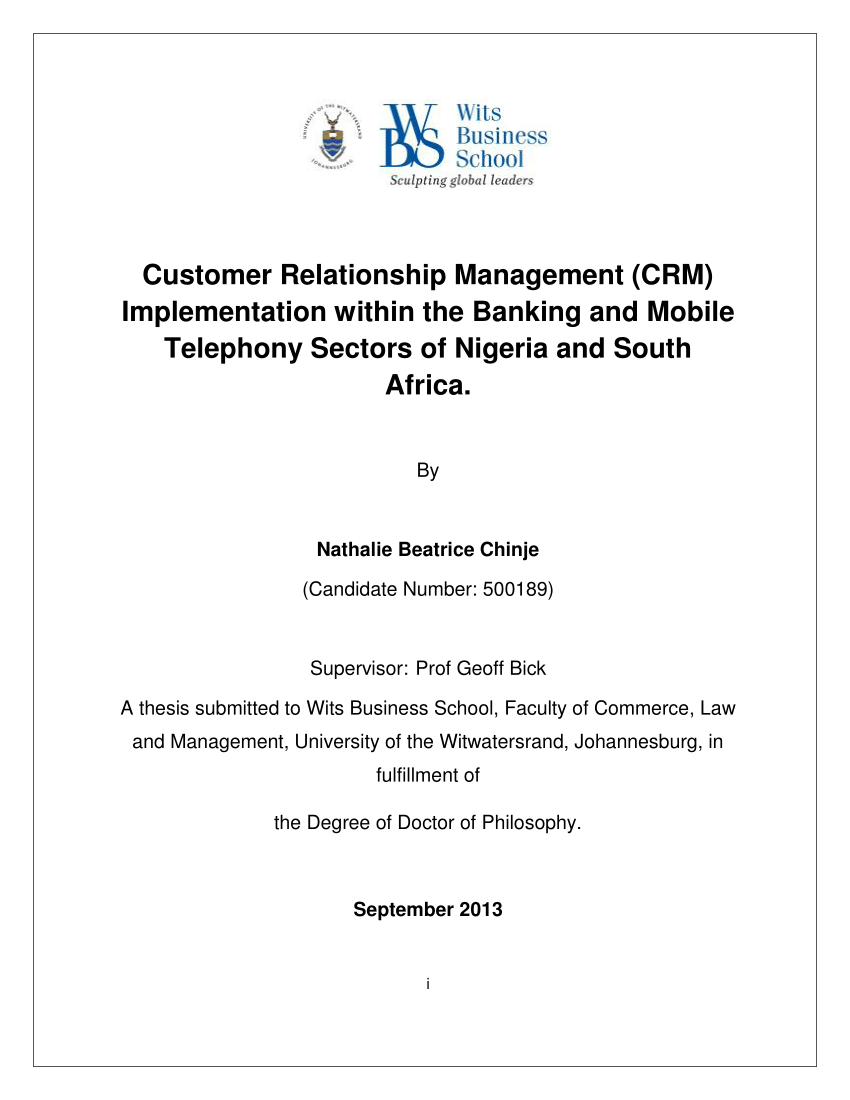 Thesis on customer relationship management