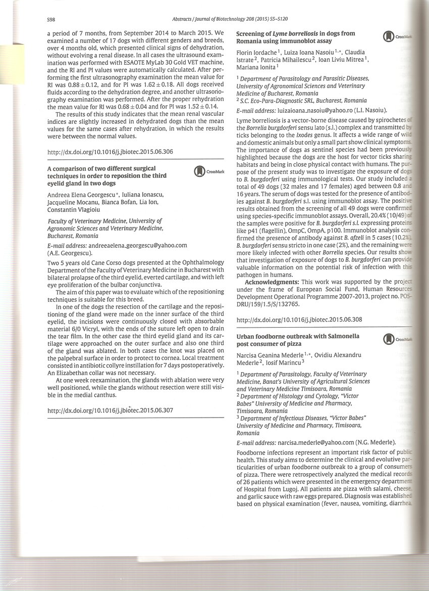 (PDF) Screening of Lyme borreliosis in dogs from Romania using ...