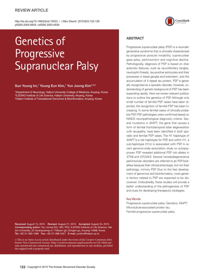 Pdf Genetics Of Progressive Supranuclear Palsy