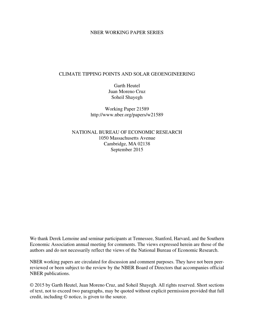 Global Tipping Points  3.2.3.4 Solar geoengineering