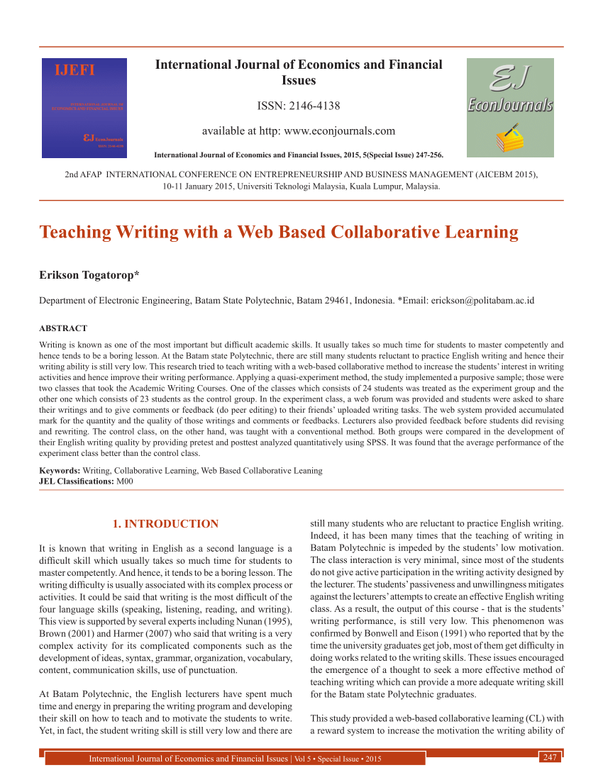 PDF) Teaching Writing with a Web Based Collaborative Learning