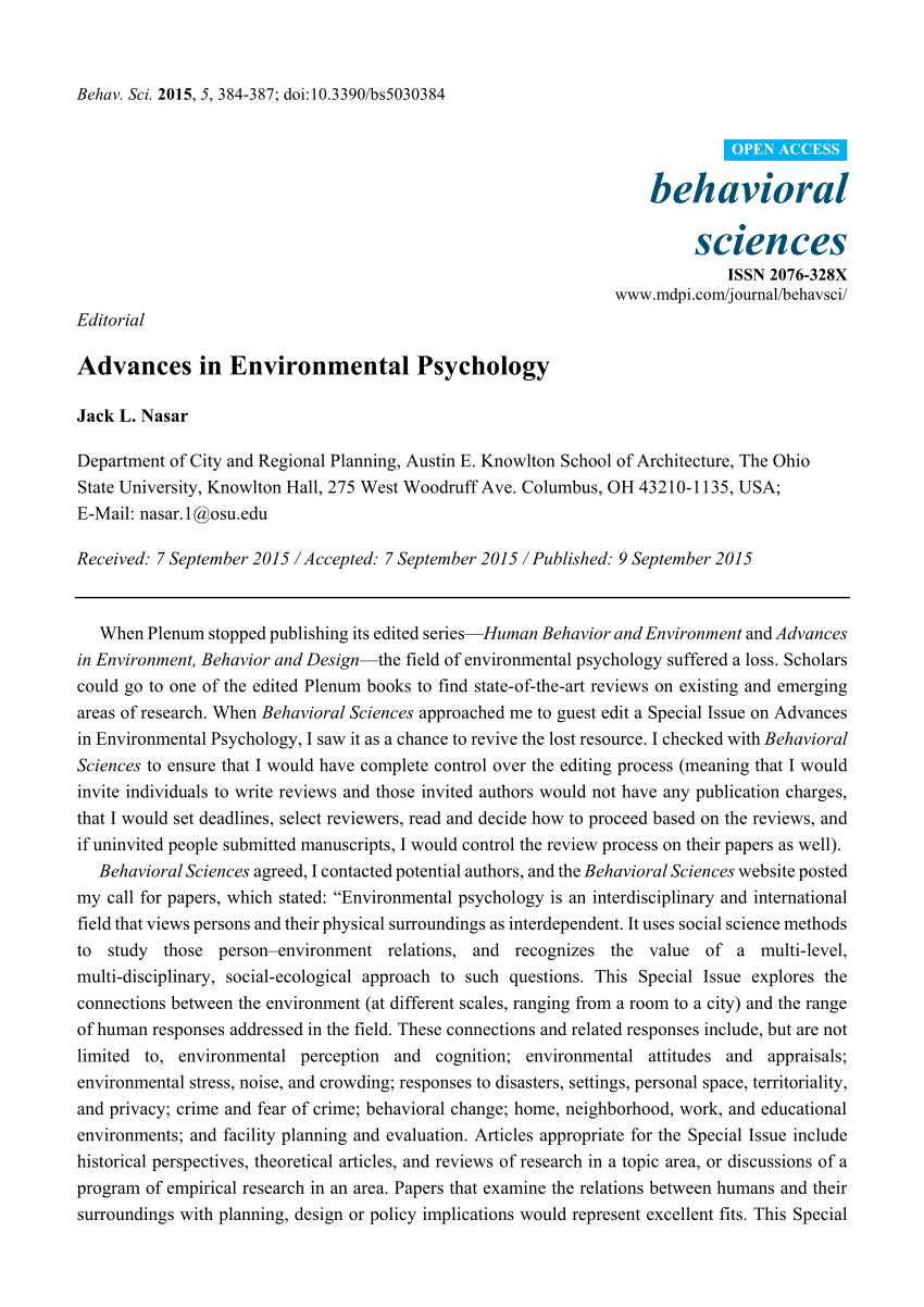 environmental psychology research paper topics