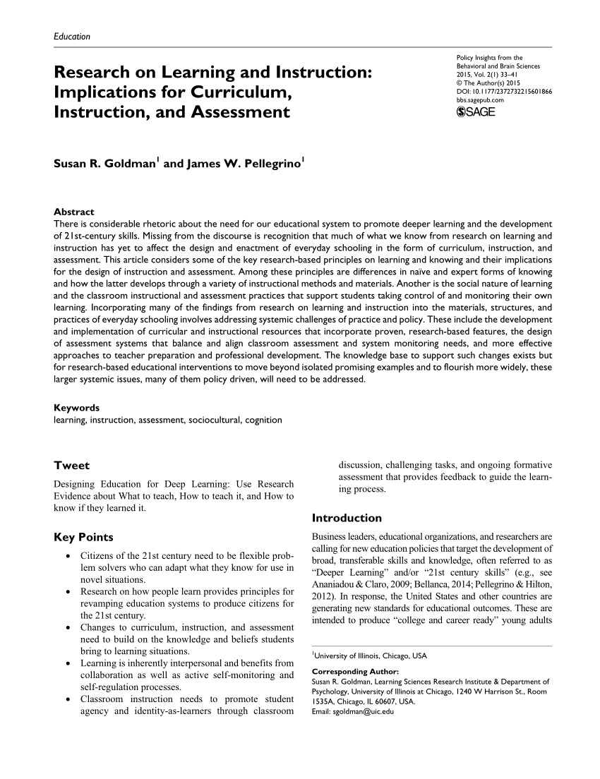 research article on instruction
