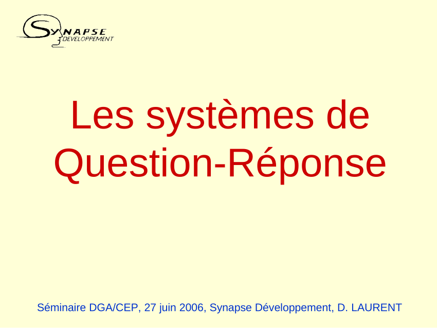 Pdf Les Systemes De Question Reponse