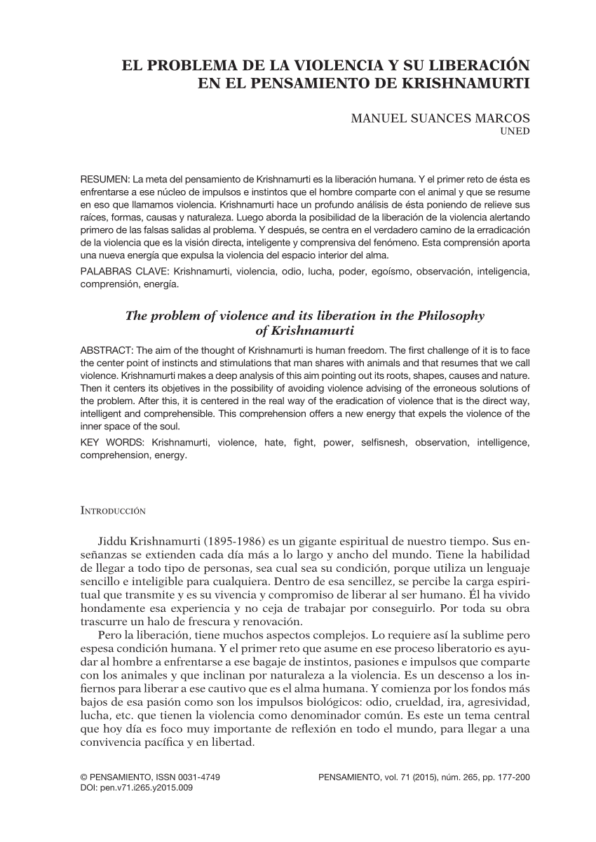 (PDF) El problema de la violencia y su liberación en el pensamiento de ...
