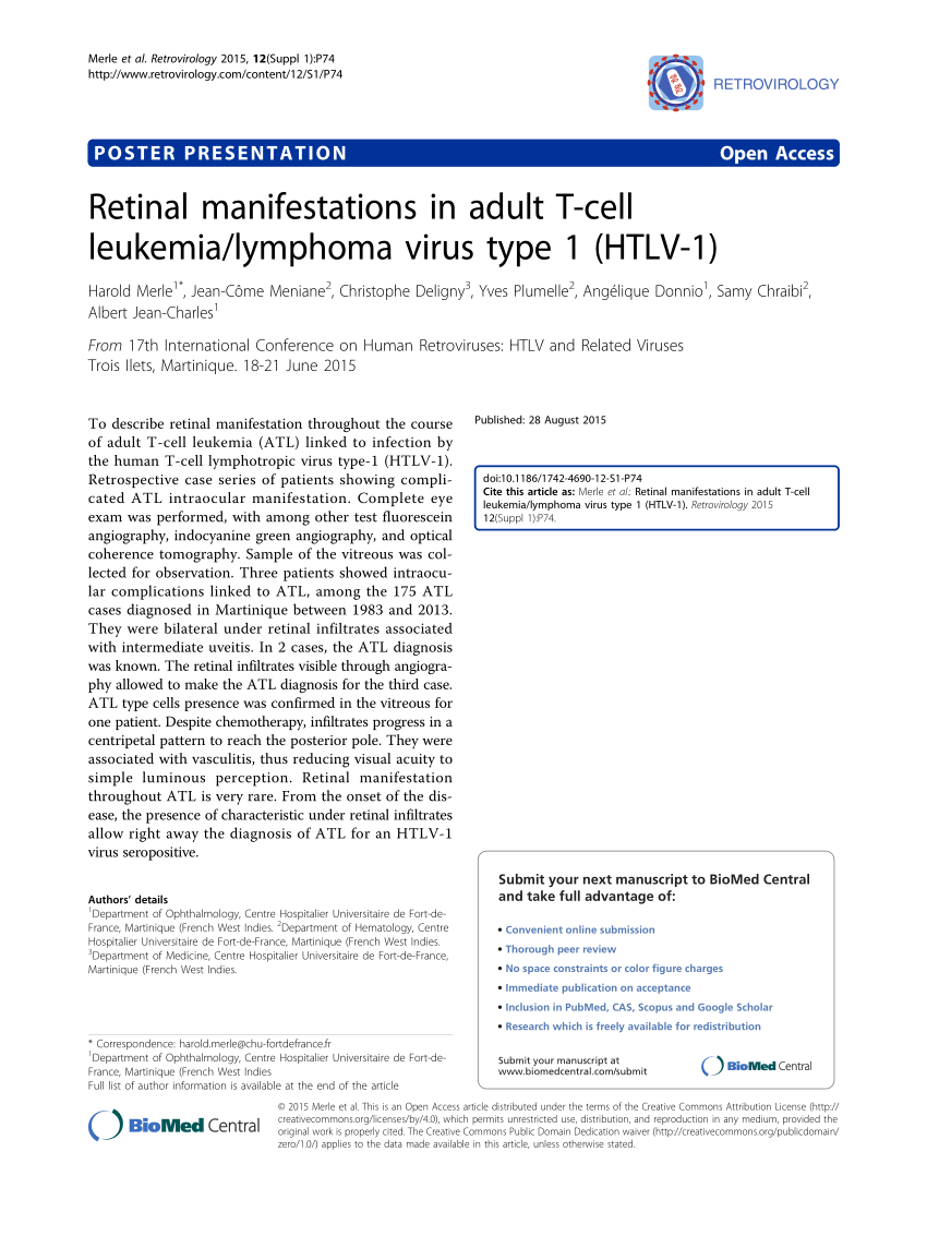 Pdf Retinal Manifestations In Adult T Cell Leukemia Lymphoma Virus Type 1 Htlv 1