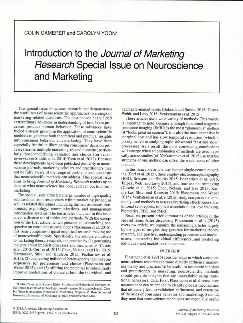 journals research on marketing