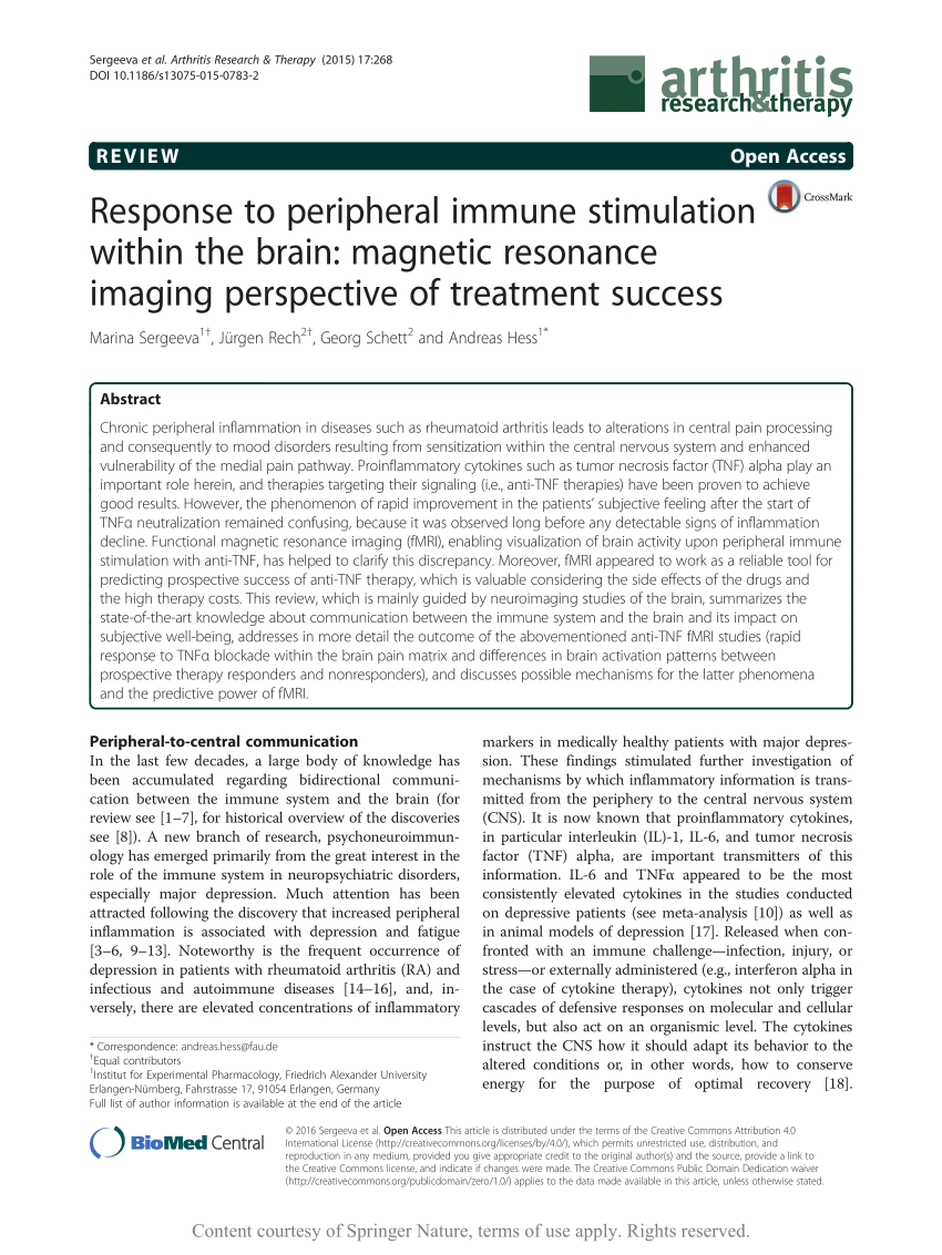 Pdf Response To Peripheral Immune Stimulation Within The Brain Magnetic Resonance Imaging Perspective Of Treatment Success