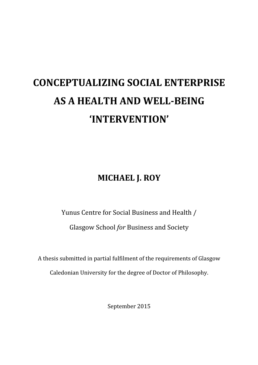 Pdf Conceptualizing Social Enterprise As A Health And Well Being