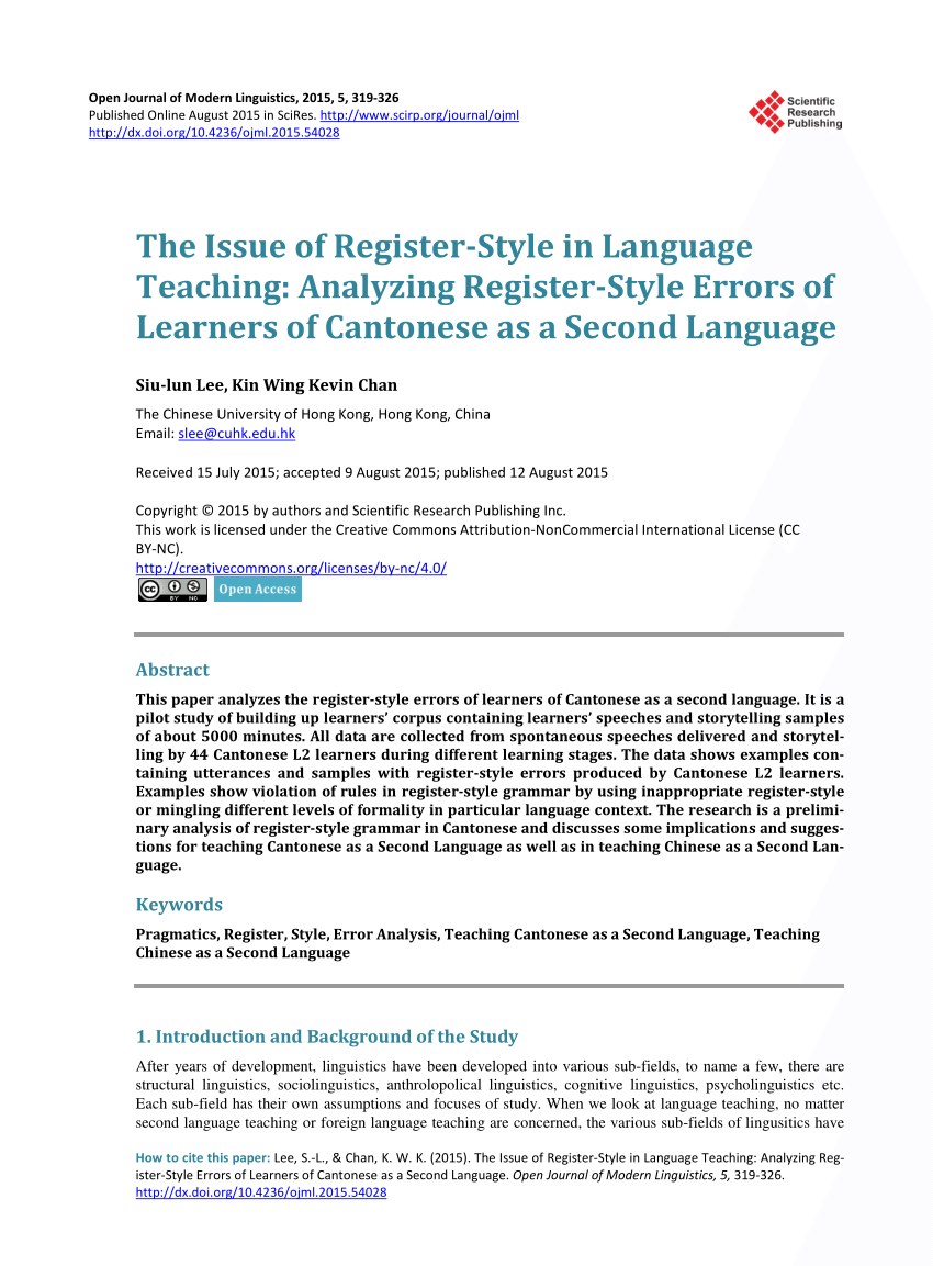 Pdf The Issue Of Register Style In Language Teaching Analyzing