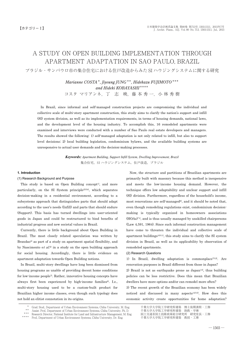 Pdf A Study On Open Building Implementation Through Apartment Adaptation In Sao Paulo Brazil