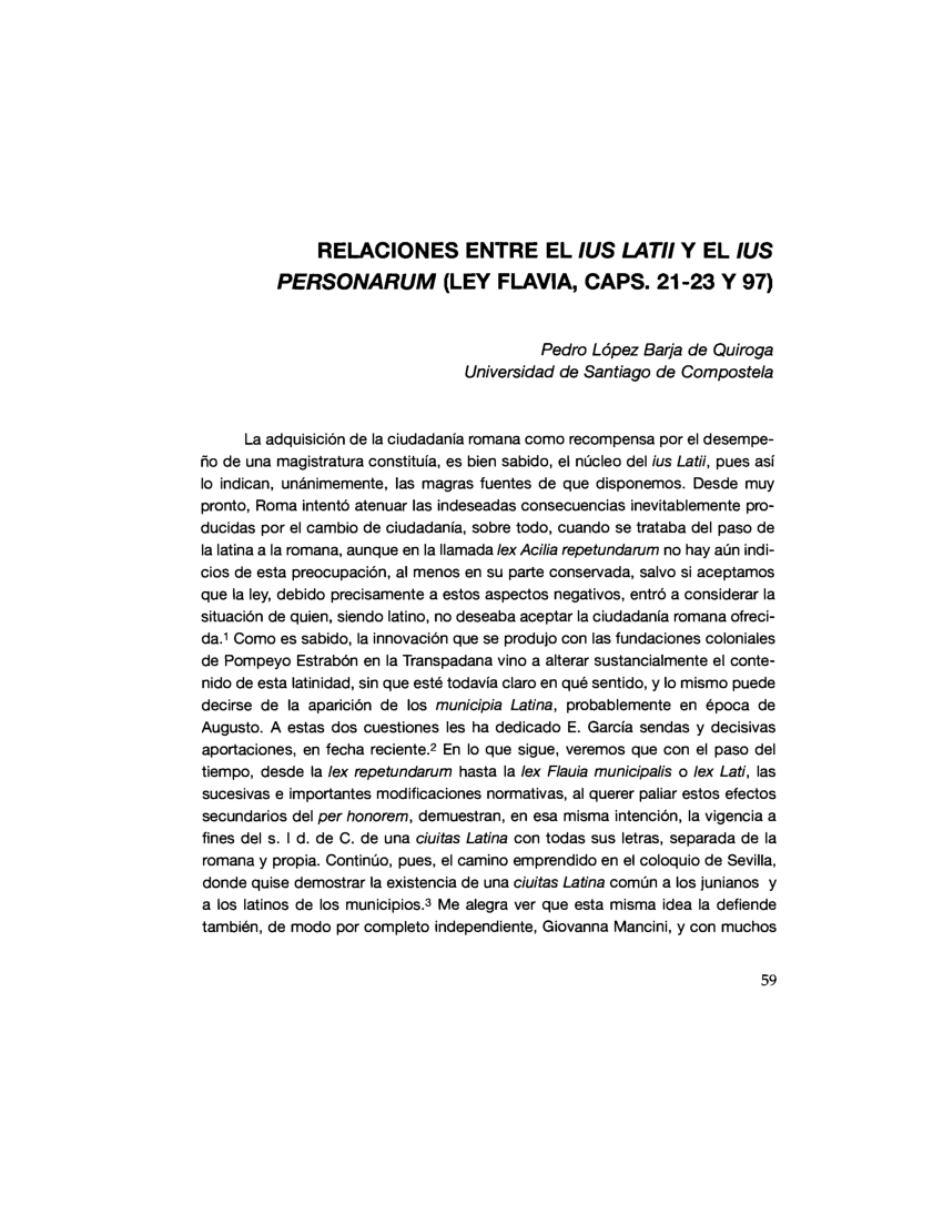 (PDF) Relaciones entre el 'ius Latii' y el 'ius personarum' (Ley Flavia ...
