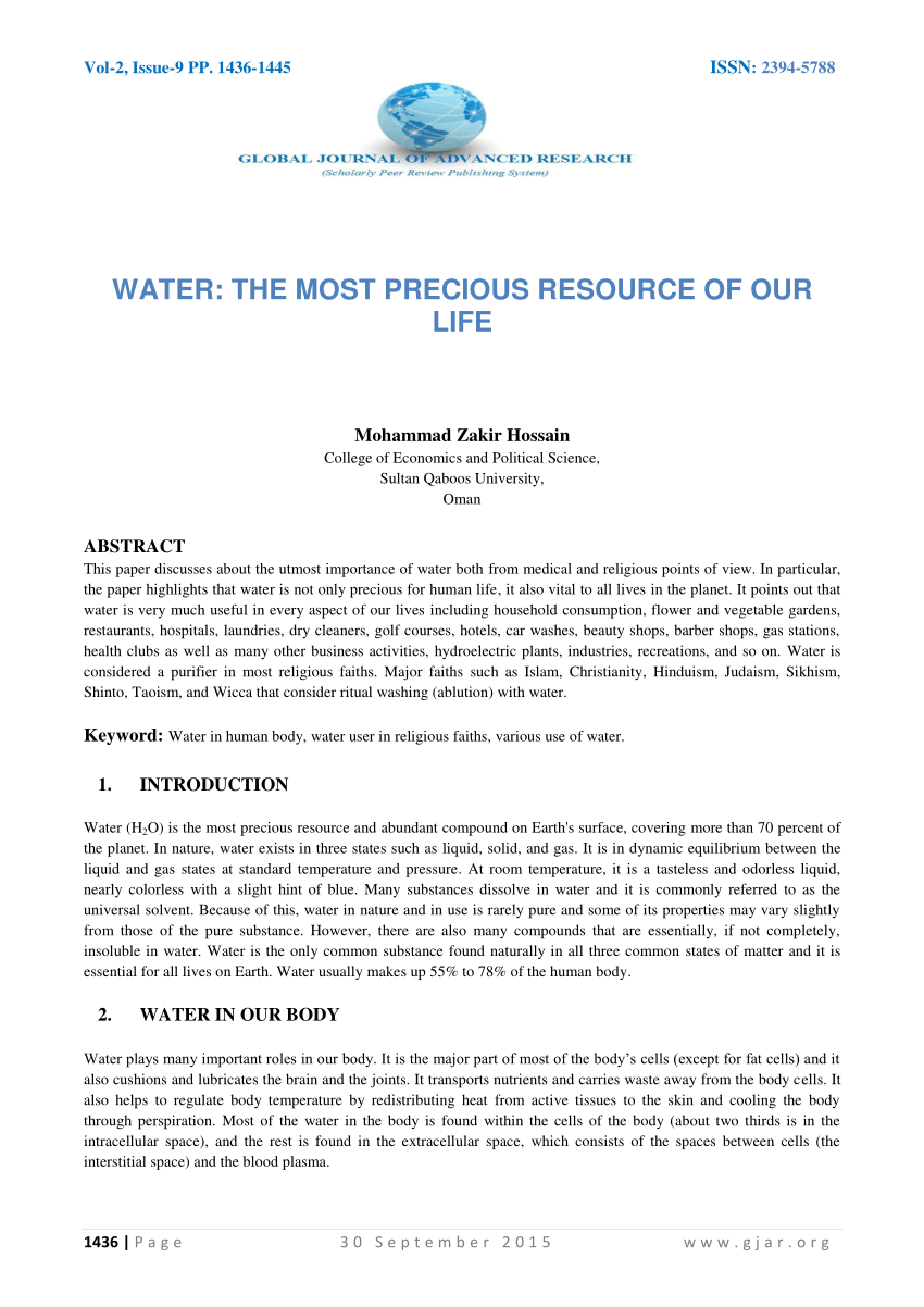 Water a precious resource essay