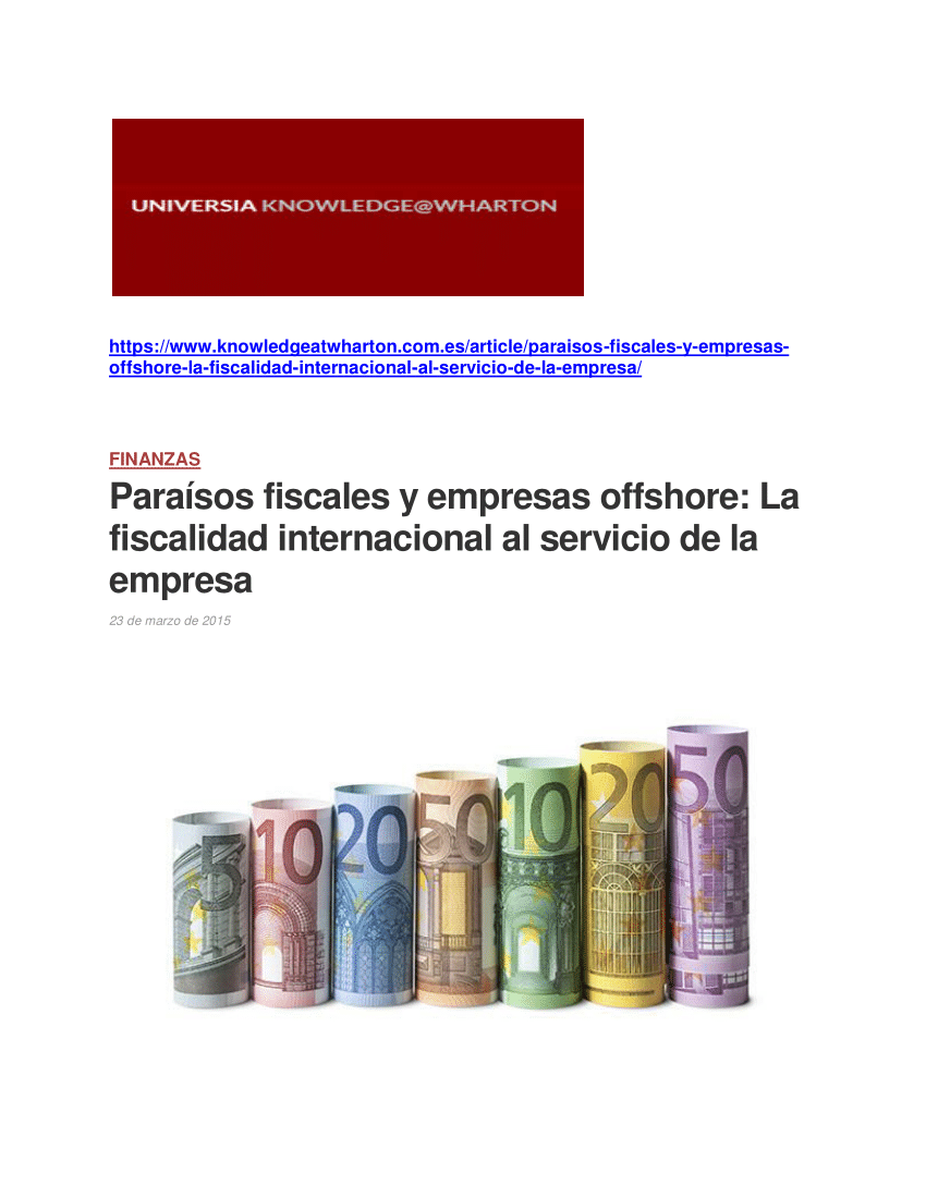 Pdf Paraisos Fiscales Y Empresas Offshore La Fiscalidad Internacional Al Servicio De La Empresa