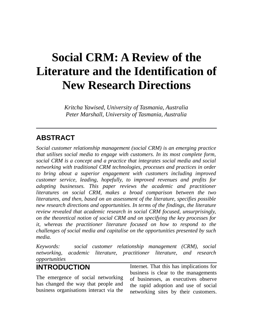 literature review of crm