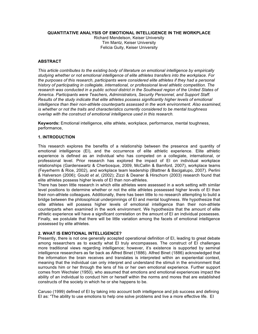 quantitative research on emotional intelligence