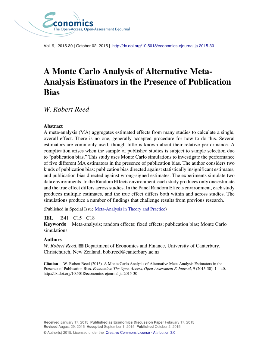 PDF) A Monte Carlo Analysis of Alternative Meta-Analysis