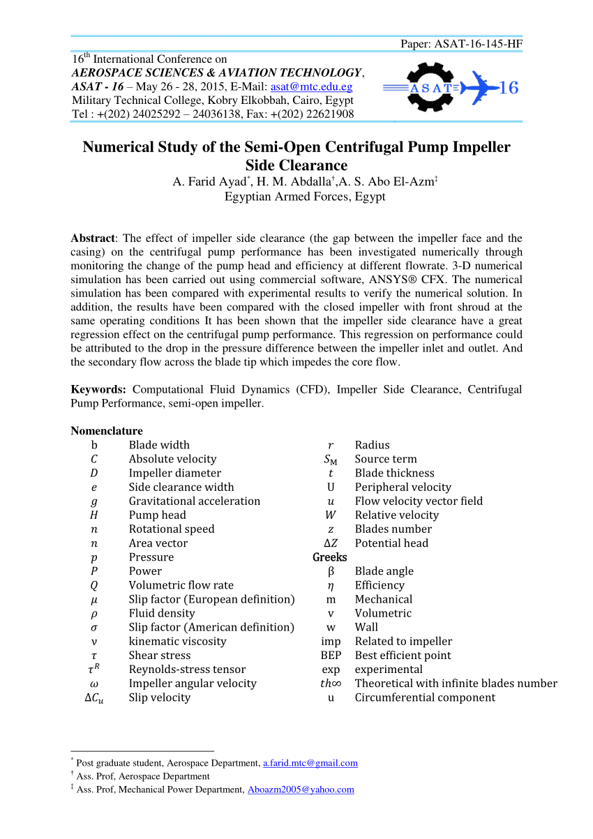  PDF Numerical Study of the Semi Open iCentrifugali iPumpi 