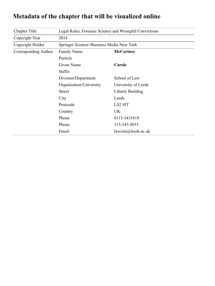 (PDF) Forensic Science, Judicial Gatekeeping, and Wrongful Convictions