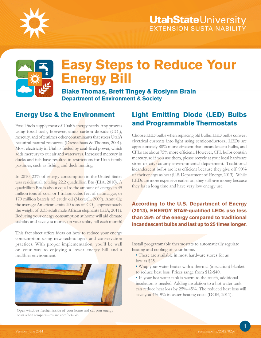 PDF) Easy Steps to Reduce Your Energy Bill