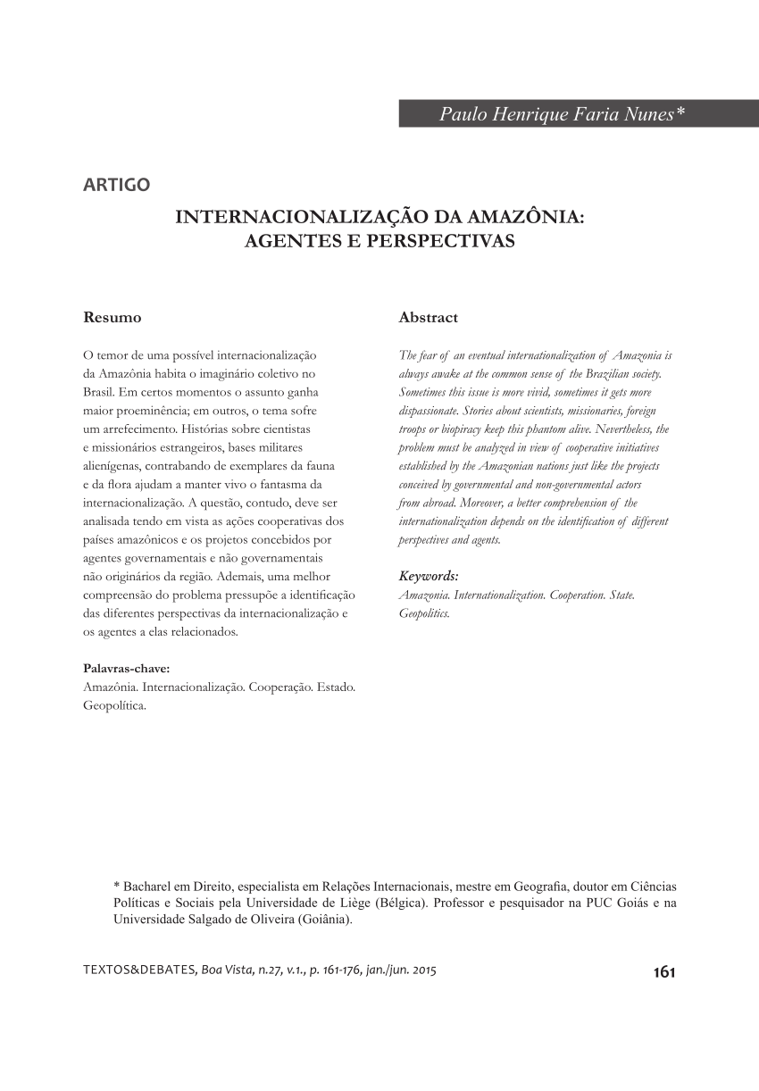 PDF) DECODIFICANDO A INTERNACIONALIZAÇÃO DA AMAZÔNIA EM NARRATIVAS E  PRÁTICAS INSTITUCIONAIS: GOVERNOS DA NATUREZA NO BRASIL E NOS EUA