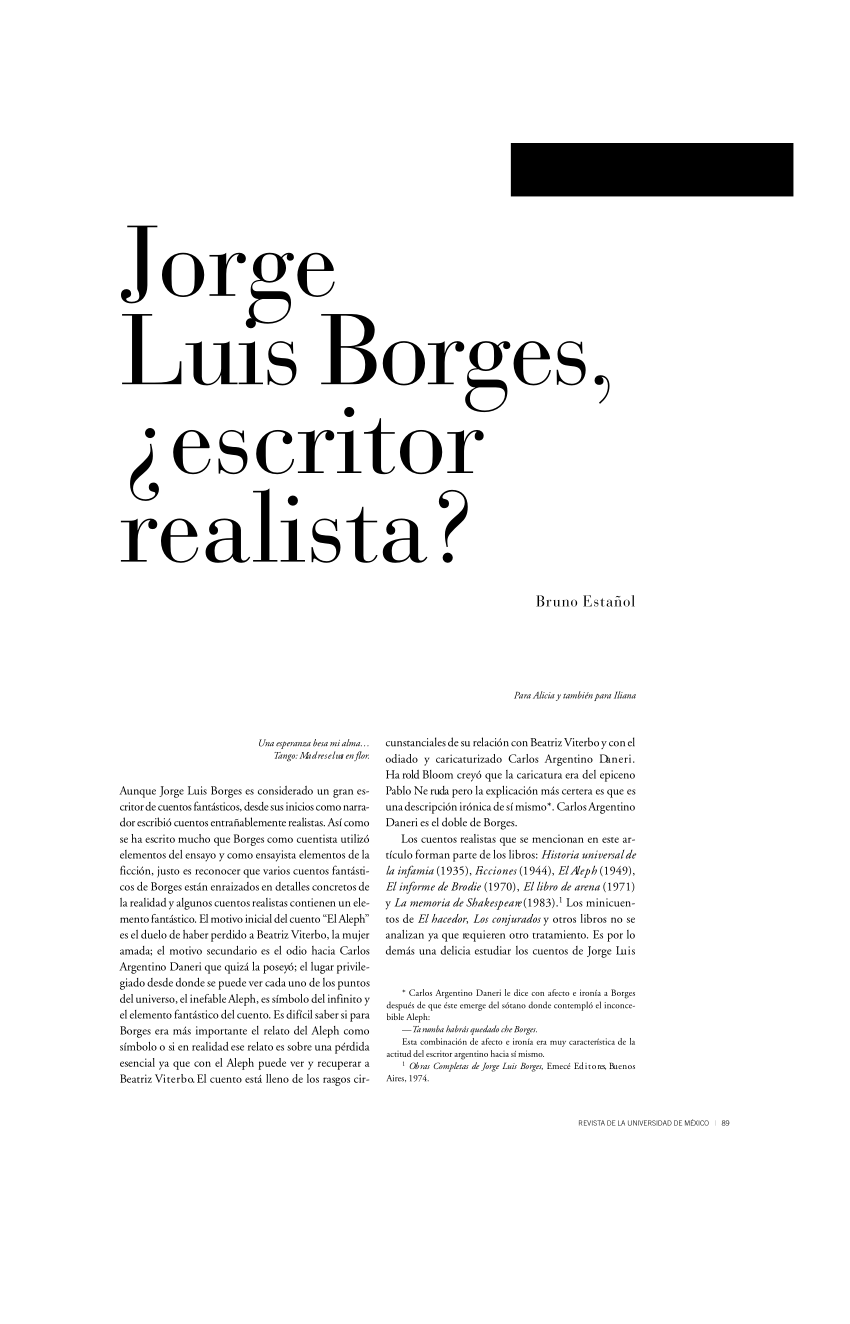 PDF) Jorge Luis Borges, ¿escritor realista?