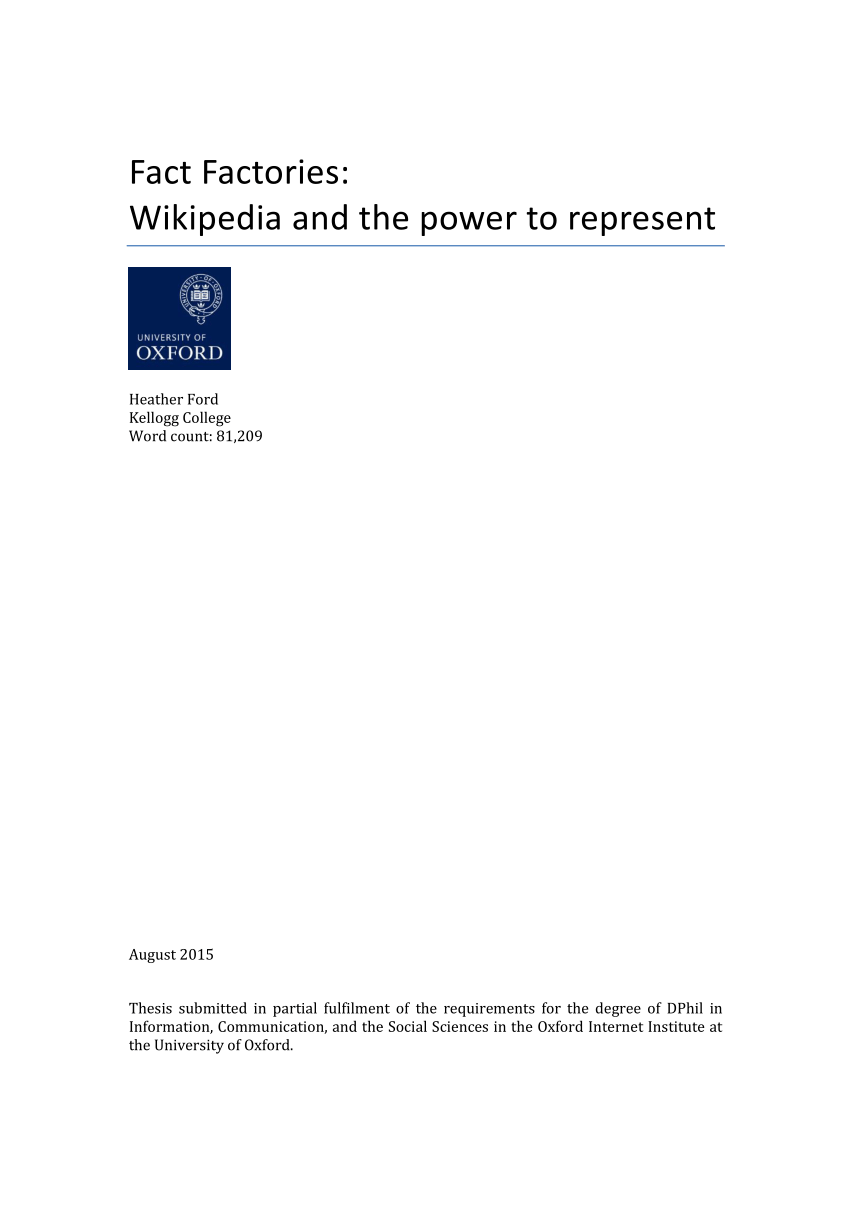 Pdf Fact Factories Wikipedia And The Power To Represent