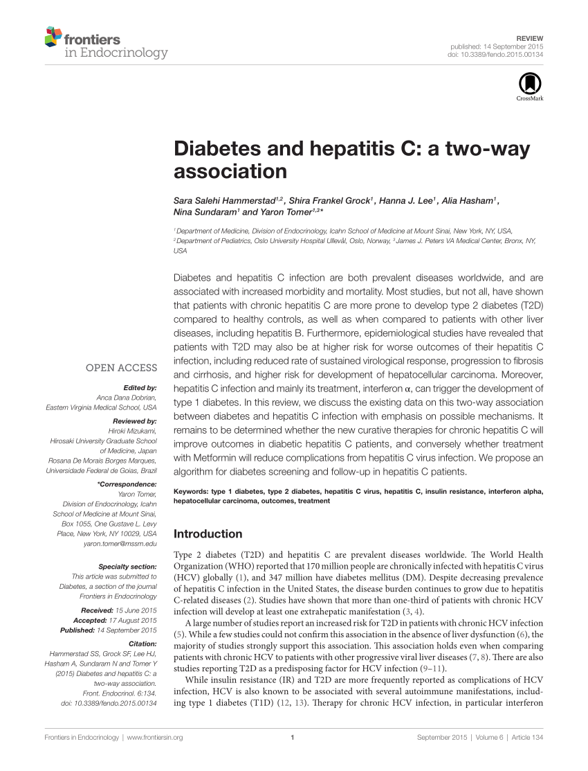 PDF) Diabetes and Hepatitis C: A Two-Way Association