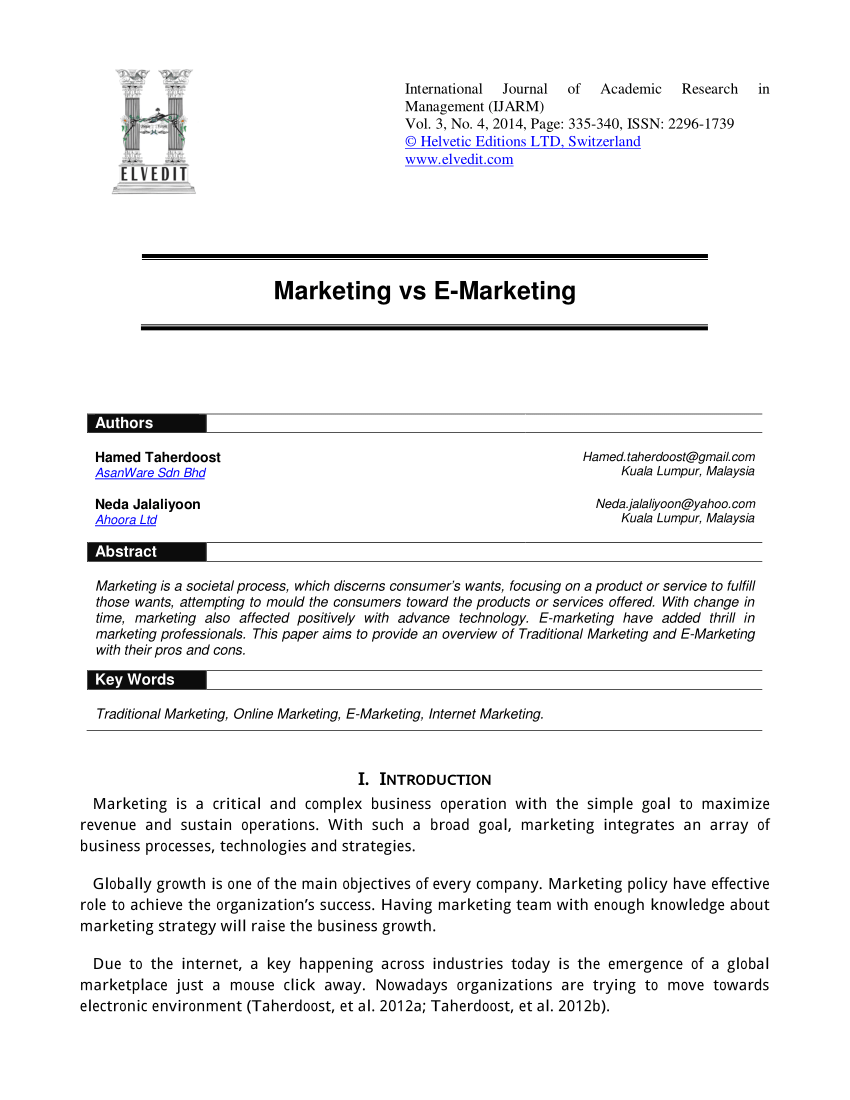 (PDF) Marketing vs E-Marketing