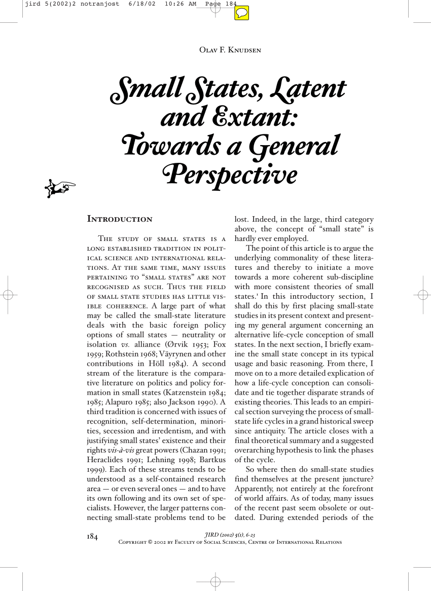 PDF Small States Latent and Extant Towards a General Perspective