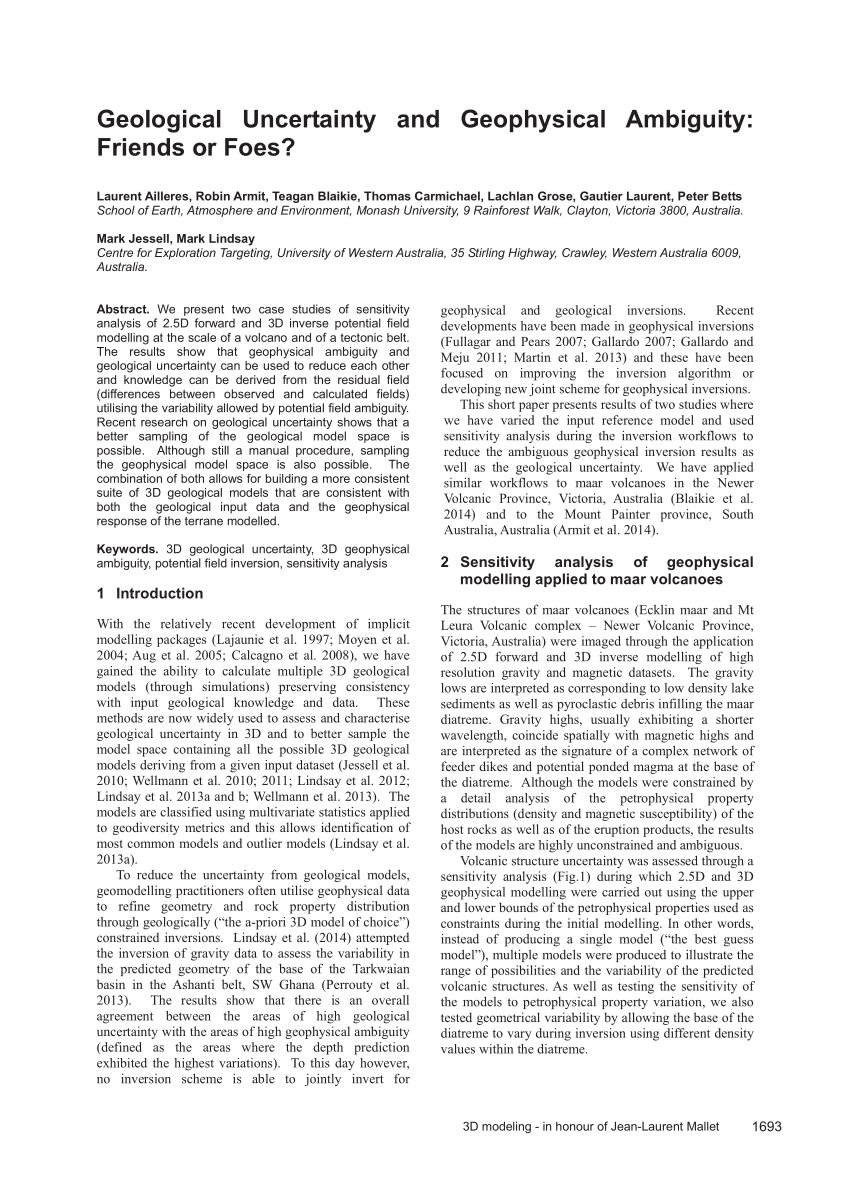 Pdf Geological Uncertainty And Geophysical Ambiguity - 
