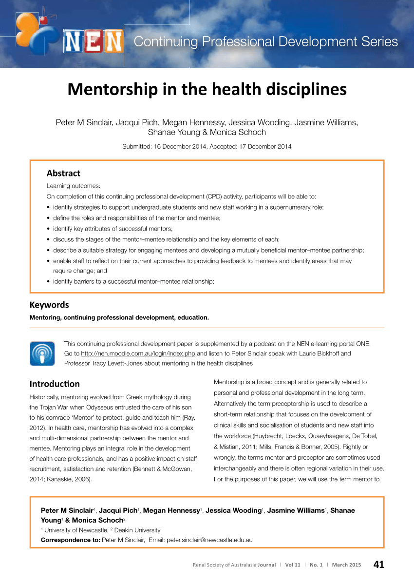 PDF) Mentorship in health