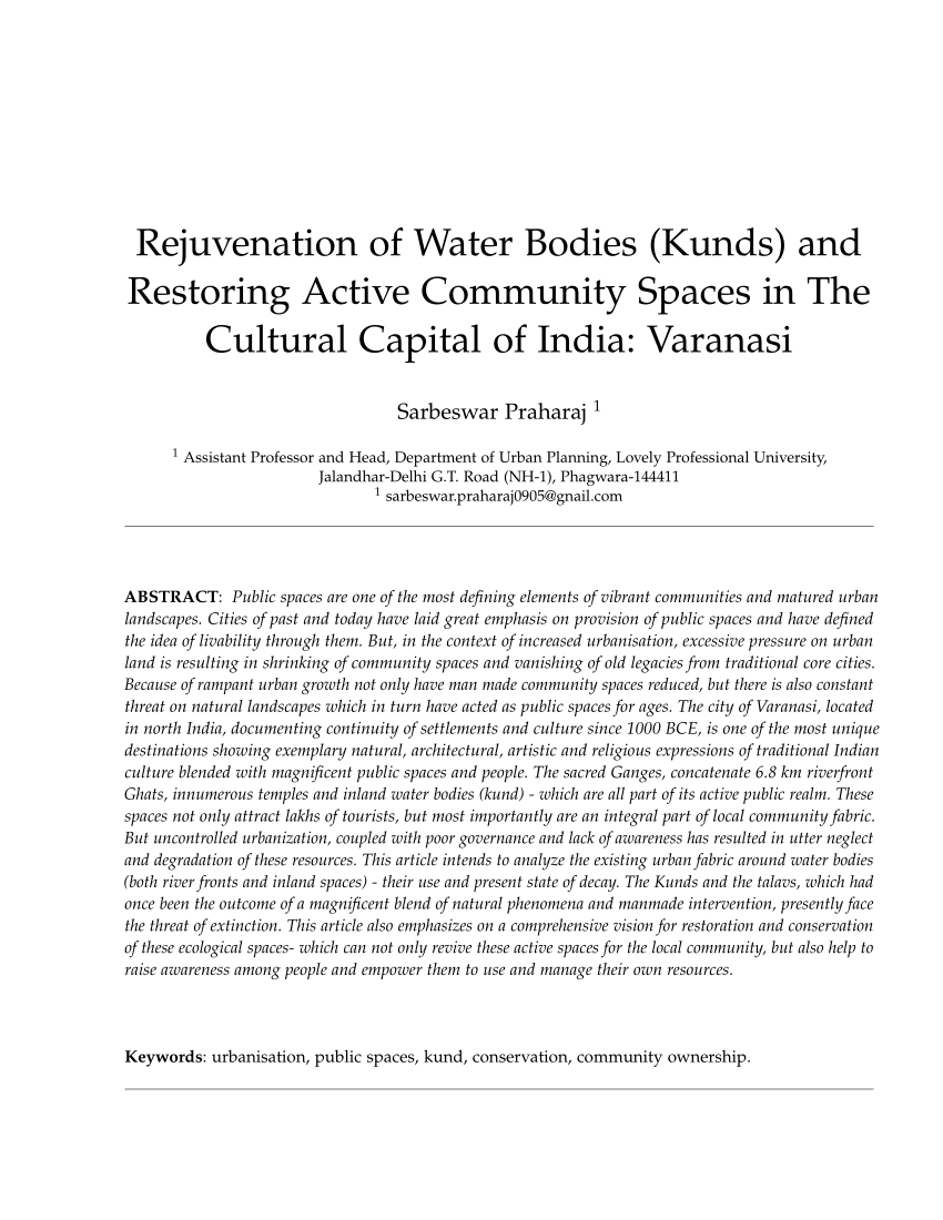 rejuvenation of water bodies research paper
