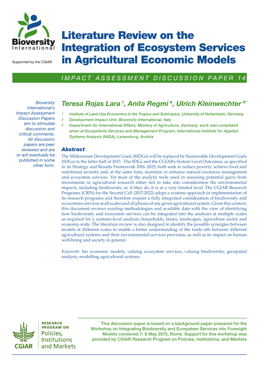 literature review of agricultural