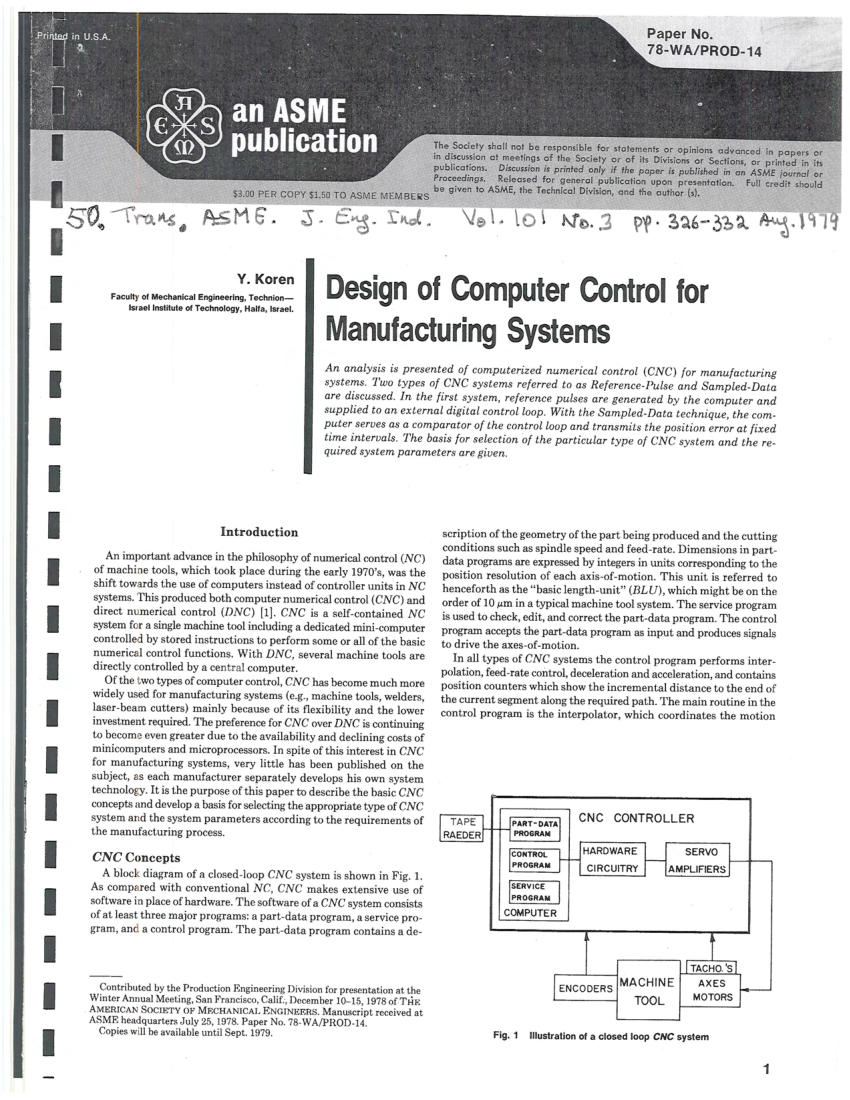 yoram koren computer control of manufacturing systems pdf