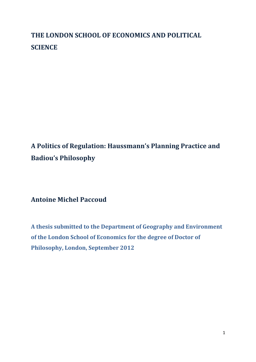 Pdf A Politics Of Regulation Haussmann S Planning Practice And Badiou S Philosophy