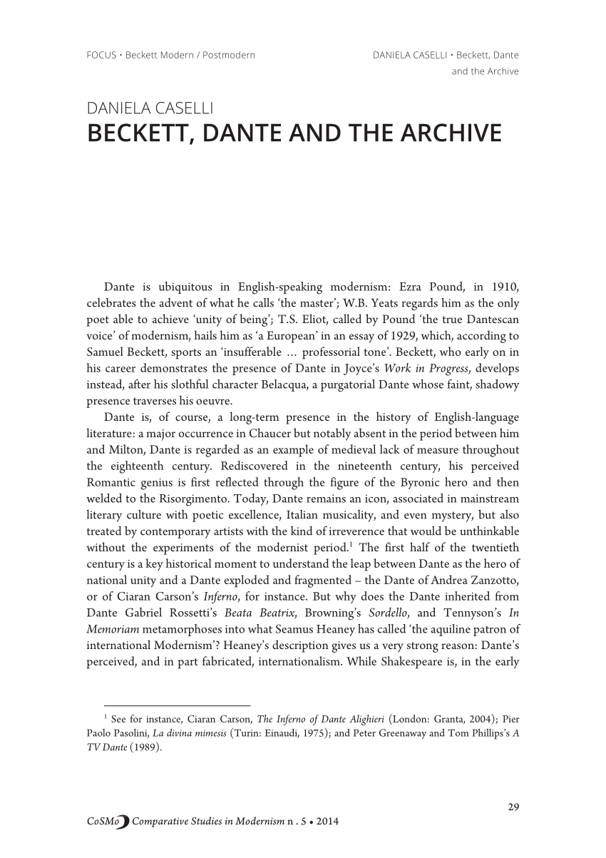 PDF Beckett Dante and the Archive