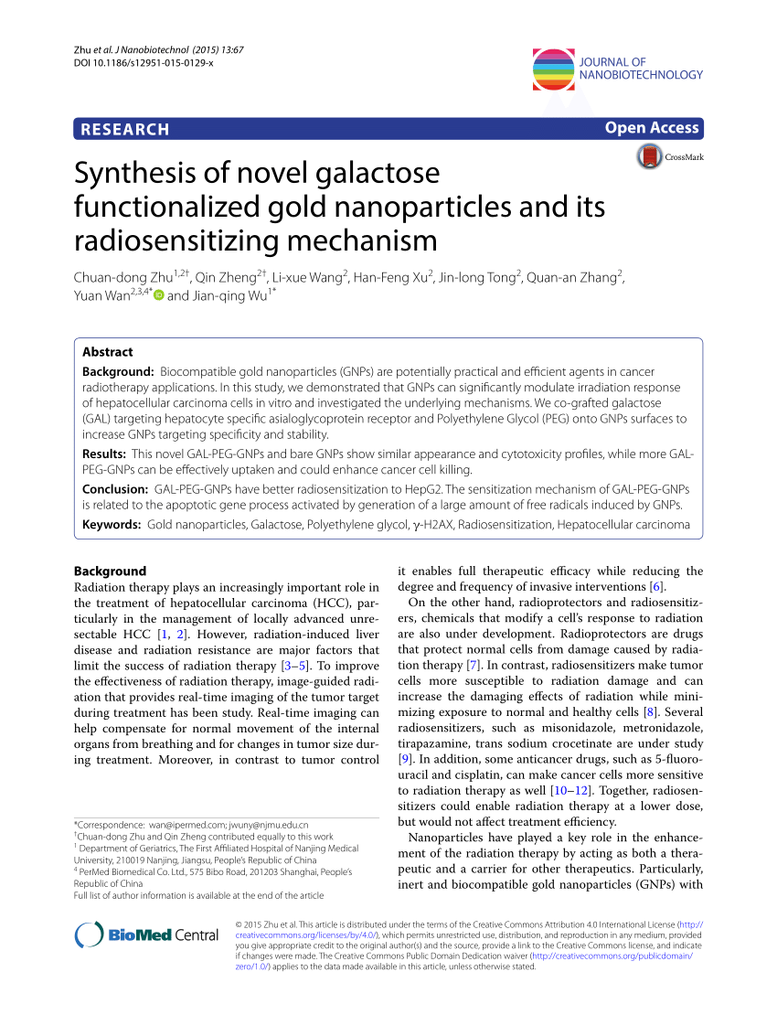 PDF) Synthesis of novel galactose functionalized gold 