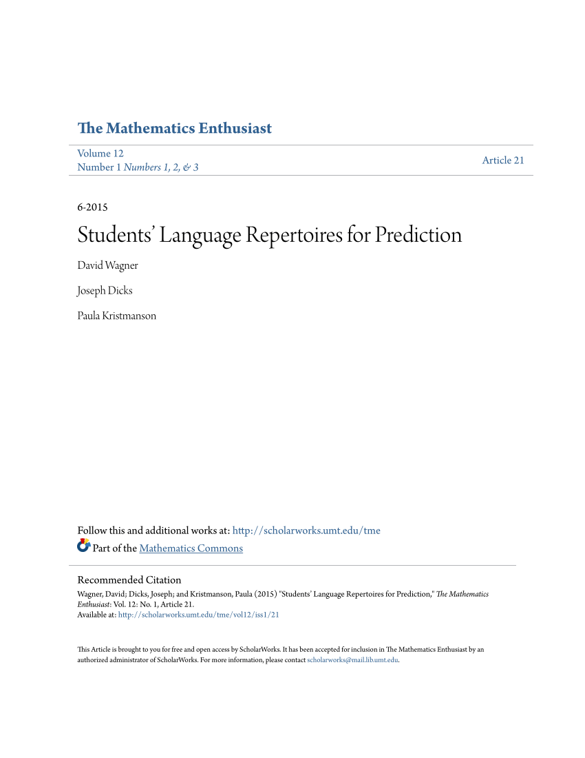 Pdf Students Language Repertoires For Prediction