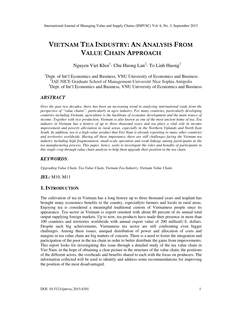 Pdf Vietnam Tea Industry An Analysis From Value Chain Approach