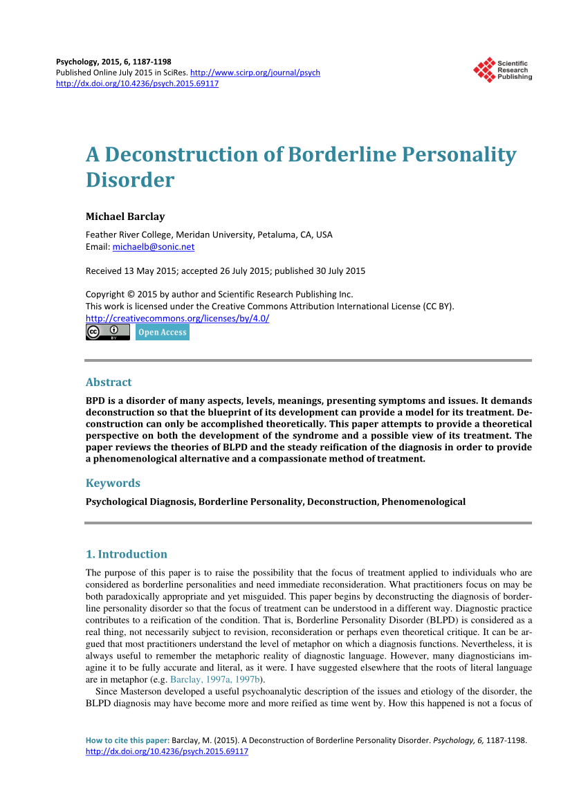 research paper thesis borderline personality disorder