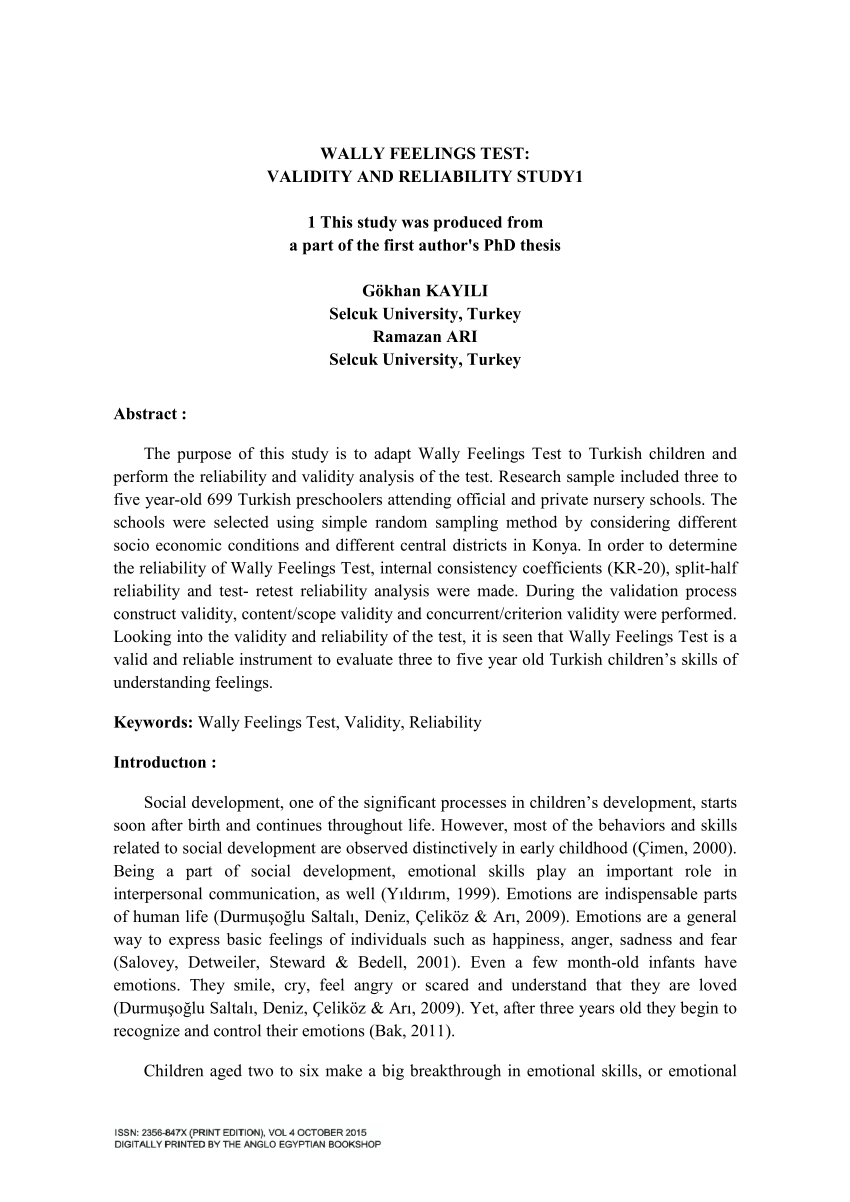Phd thesis on reliability validity