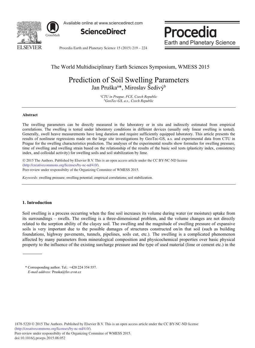 PDF) Prediction of Soil Swelling Parameters