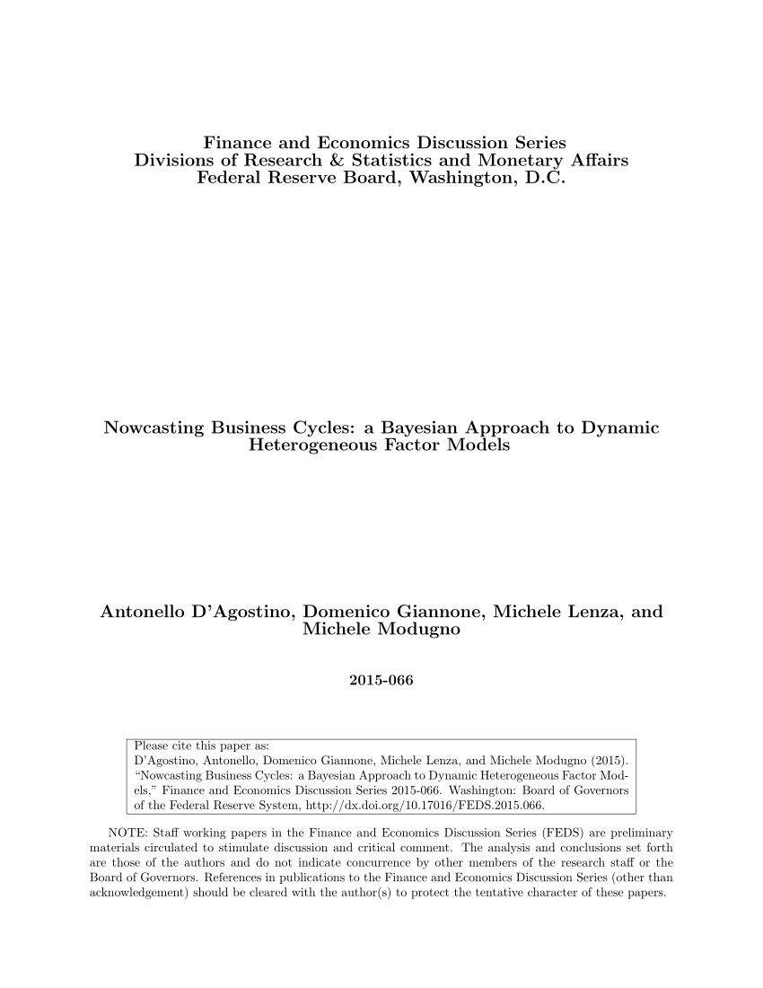 PDF Nowcasting Business Cycles A Bayesian Approach to Dynamic