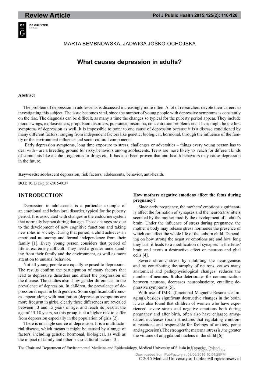 how depression research paper