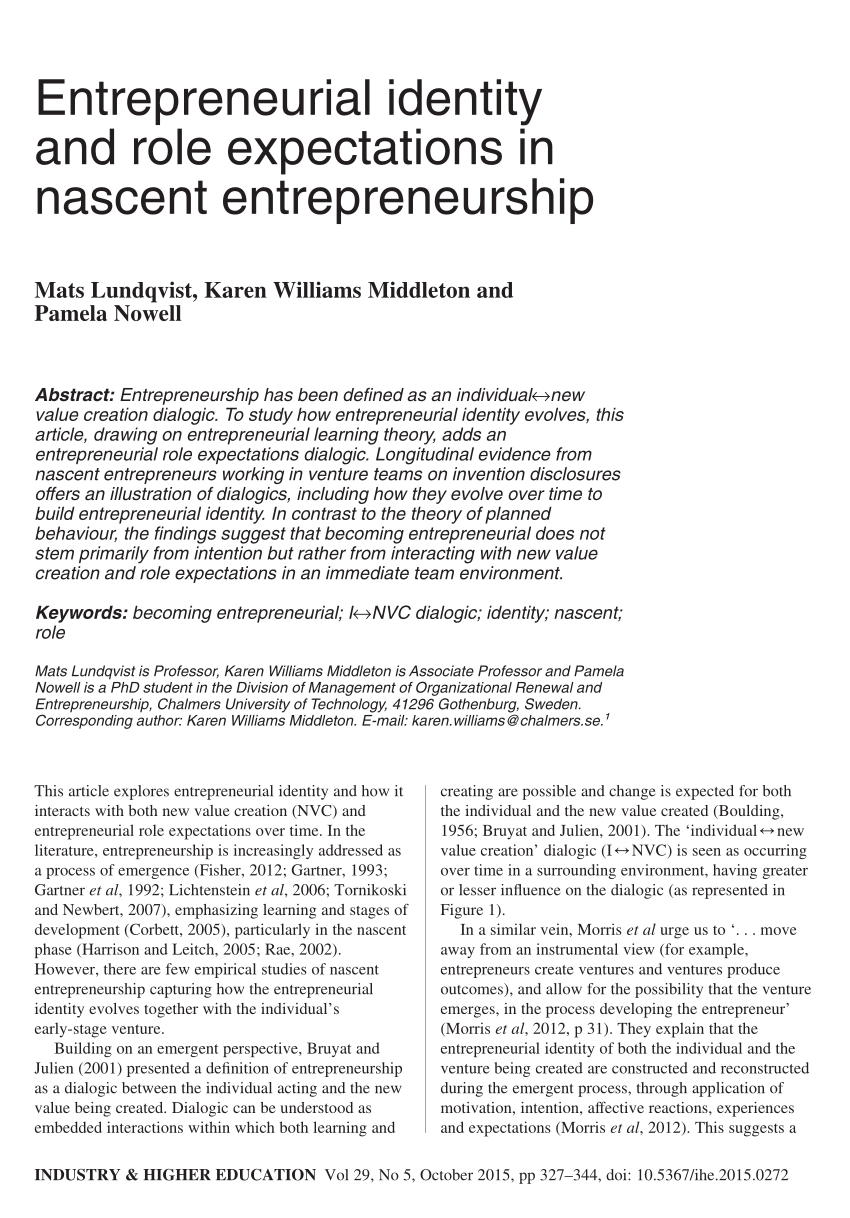 entrepreneurial identity a review and research agenda