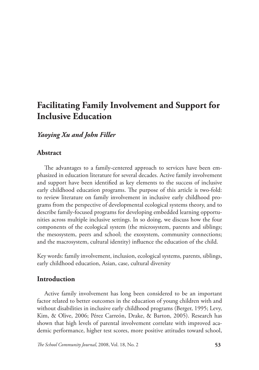 (PDF) Facilitating family involvement and support for inclusive early